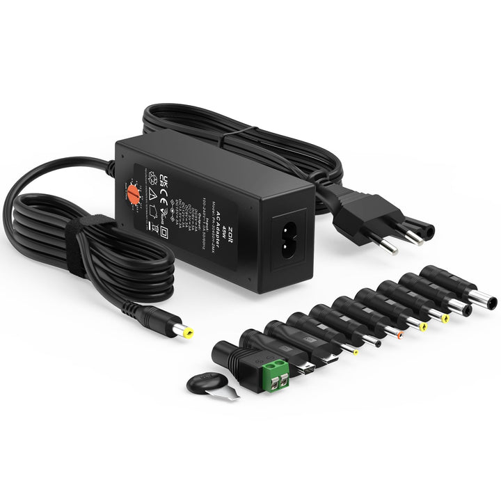 Zolt 45W Universal Netzteil AC zu DC 5V 6V 7.5V 9V 12V 13.5V 15V 3A Schaltnetzteil mit 10 DC-Stecker