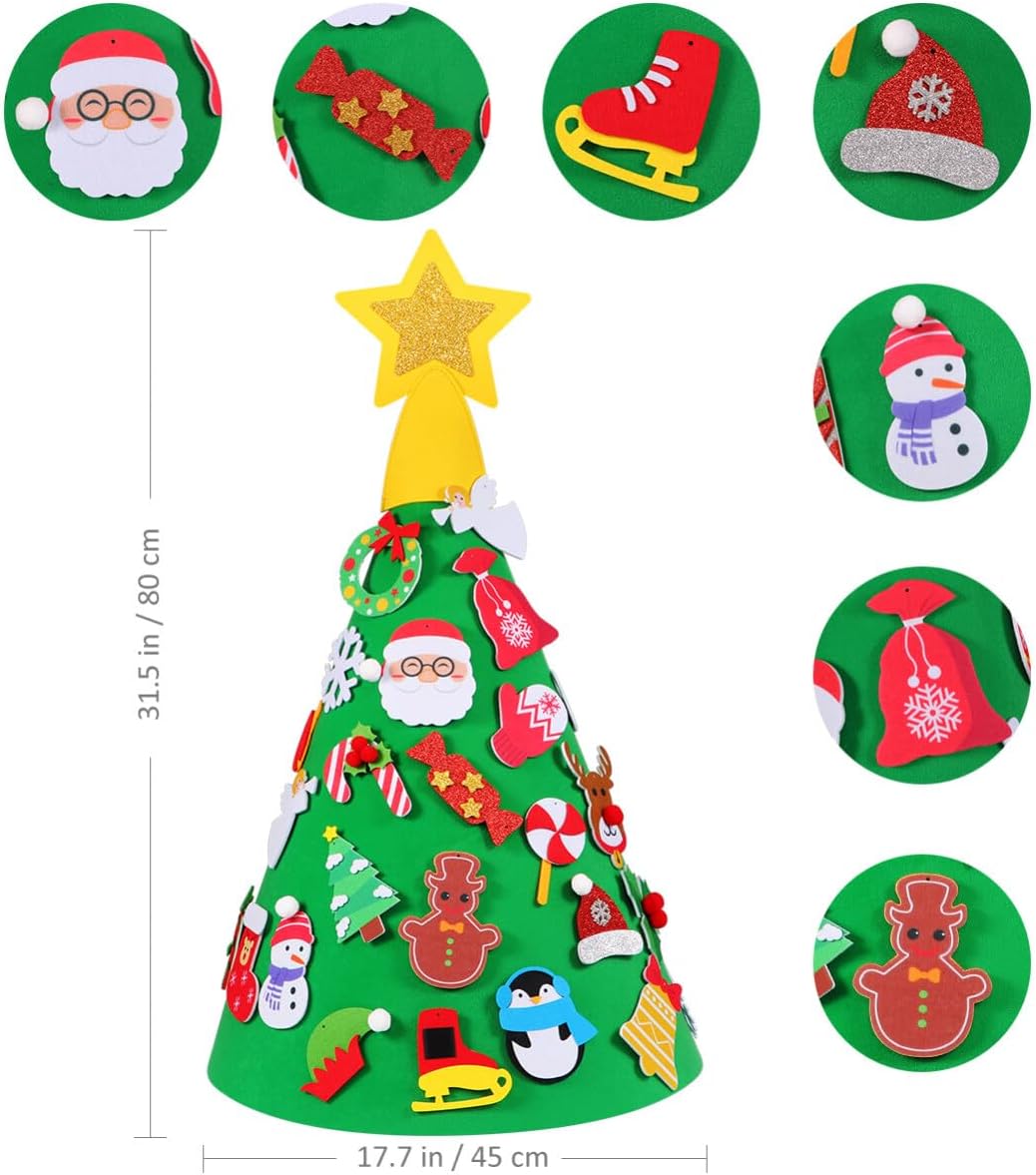 29 Stück Filz Weihnachtsbaum hängend für Kinder DIY Home Party Dekoration
