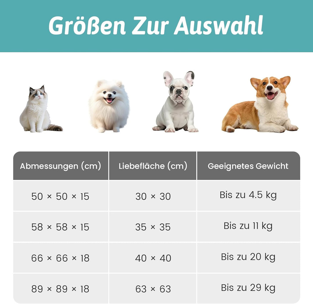 Katzenbett mit Deckel 50x50x15cm – Waschbar Katzenhöhle für Katzen und Kleine Hunde, Flauschiges Don