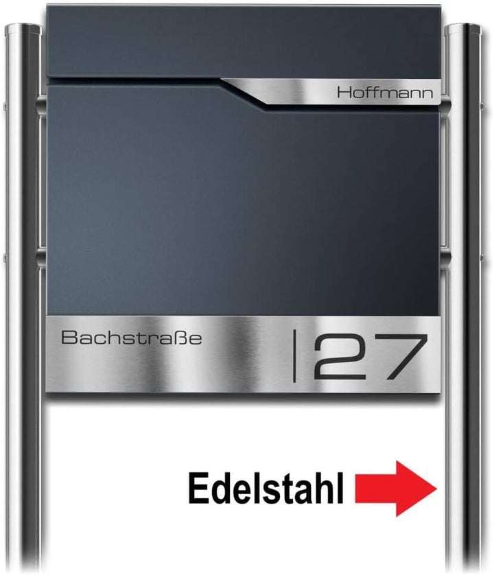Metzler Briefkasten mit hochwertigem Stahlkorpus & gebürsteter Edelstahlfront - Inkl. Edelstahl Stan