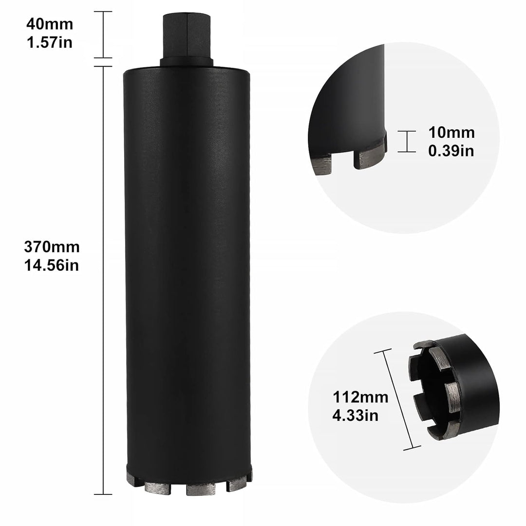 CPROSP Diamantbohrkrone 112mm 1¼" UNC, Kernbohrkrone, L 420mm, Kernbohrer für Bohren in in Beton, St