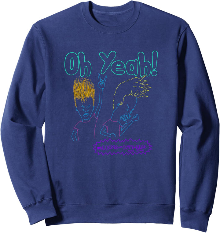 Beavis and Butt-Head Oh Yeah! Colorful Neon Outline Sweatshirt