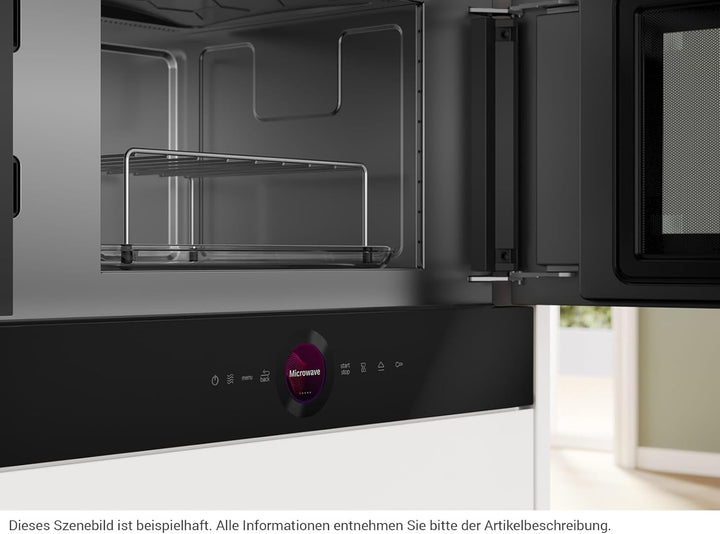 Bosch BER7321B1, Serie 8 Einbau-Mikrowelle, Schwarz, 38 x 60 cm, 900W, Türanschlag Rechts, AutoPilot
