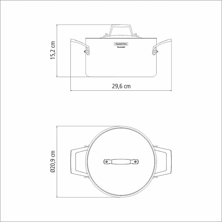 Tramontina GRANO Fleischtopf, ø 20cm 3,5 Liter, Edelstahl, Induktion, ofenfest Fleischtopf Ø20 cm, F