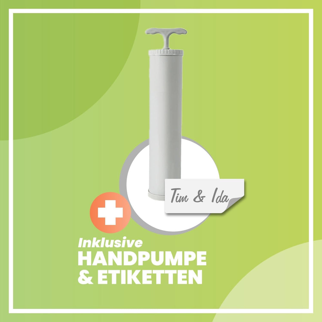 Vakuumbeutel für Kleidung & Bettdecken – 12er Set mit Handpumpe – Platzsparende Aufbewahrungsbeutel/