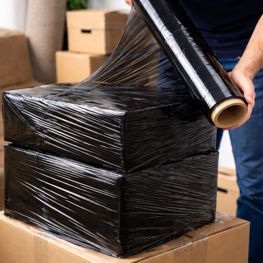 6 Rollen Beste-Folie Stretchfolie 23my 500mm - 2,5kg Palettenfolie Handfolie Wickelfolie (schwarz),