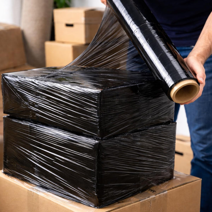 6 Rollen Beste-Folie Stretchfolie 23my 500mm - 2,5kg Palettenfolie Handfolie Wickelfolie (schwarz),