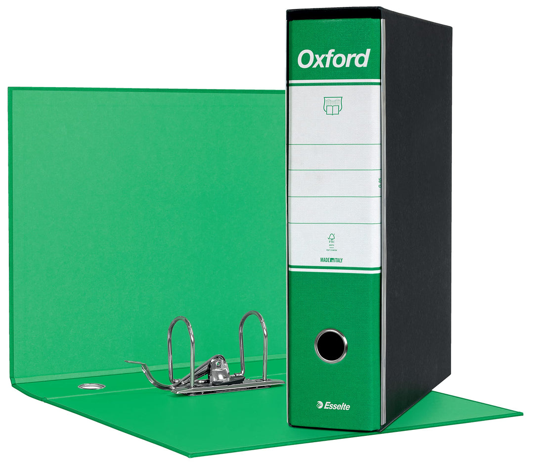 Esselte OXFORD Ordner mit Mechanismus Nr. 1 im Protokollformat mit 8 cm Rücken - Grün, 6 Stück