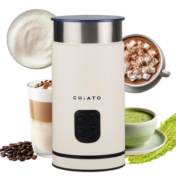 milkPLAY Milchaufschäumer Elektrisch & Milchschäumer - 4- in-1 Milk Frother, Milchkocher & Milchwärm