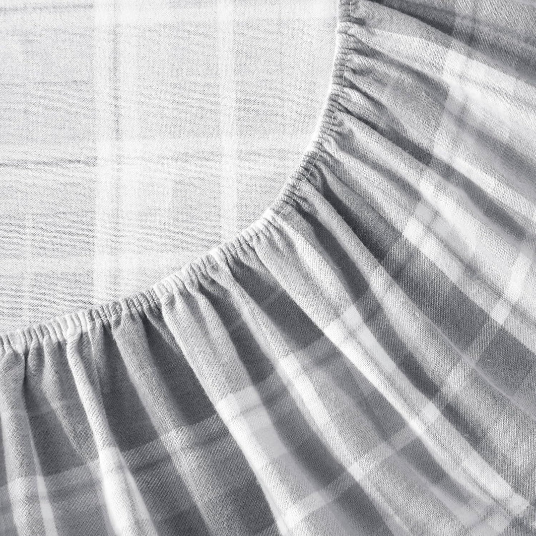 Laura Ashley Blätter Baumwoll-Flanell-Bettwäsche-Set, Mulholland Plaid Grau, Twin Twin Mulholland Pl