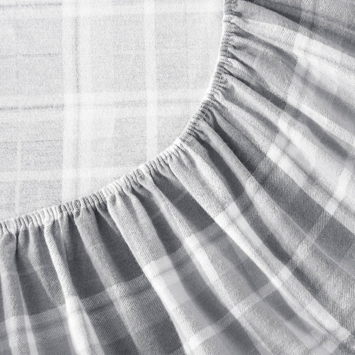 Laura Ashley Blätter Baumwoll-Flanell-Bettwäsche-Set, Mulholland Plaid Grau, Twin Twin Mulholland Pl