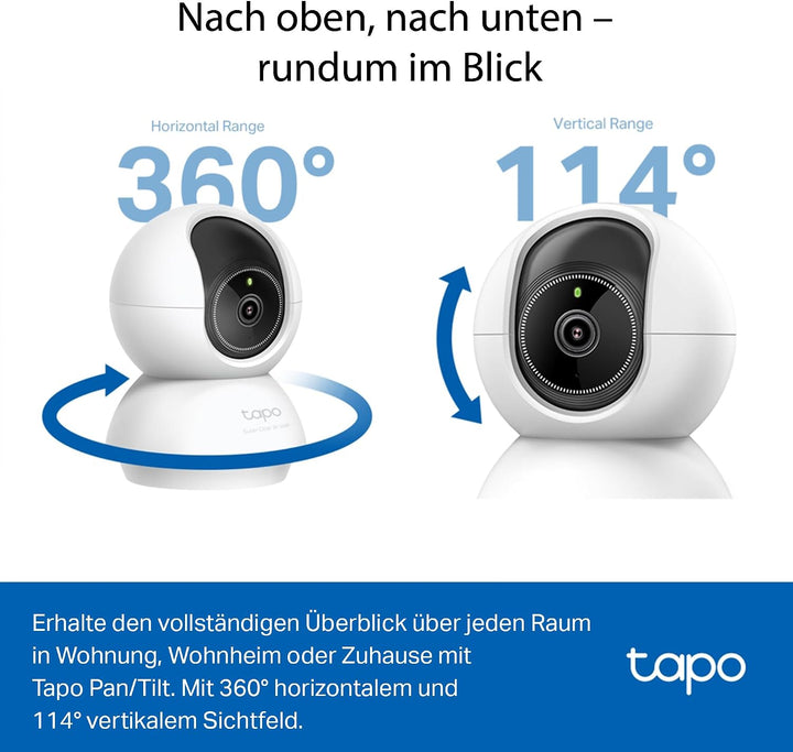 Tapo C230 3K 5MP Überwachungskamera innen 360°, WLAN 2,4GHz, KI-Erkennung, Nachtsicht, Bewegungserke
