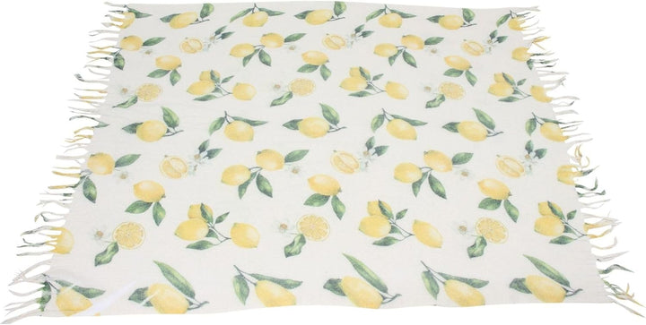Dekoleidenschaft dünne Sommerdecke Lemon beige mit Zitronen Motiv, Kuscheldecke 130x160 cm, Sofadeck