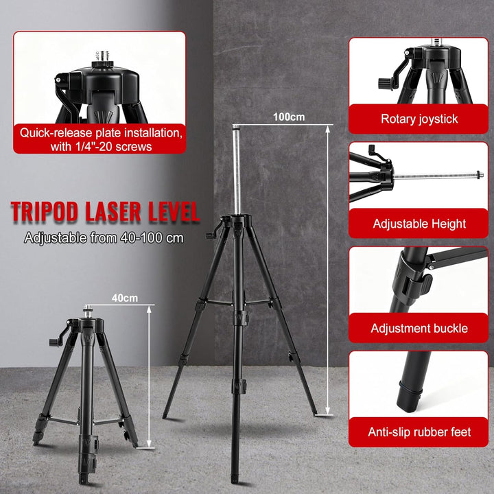 VOBOR Kreuzlinienlaser Mit Stativ mit 16 Linien, 4 x 360° Laser Wasserwaage mit Selbstnivellierend,