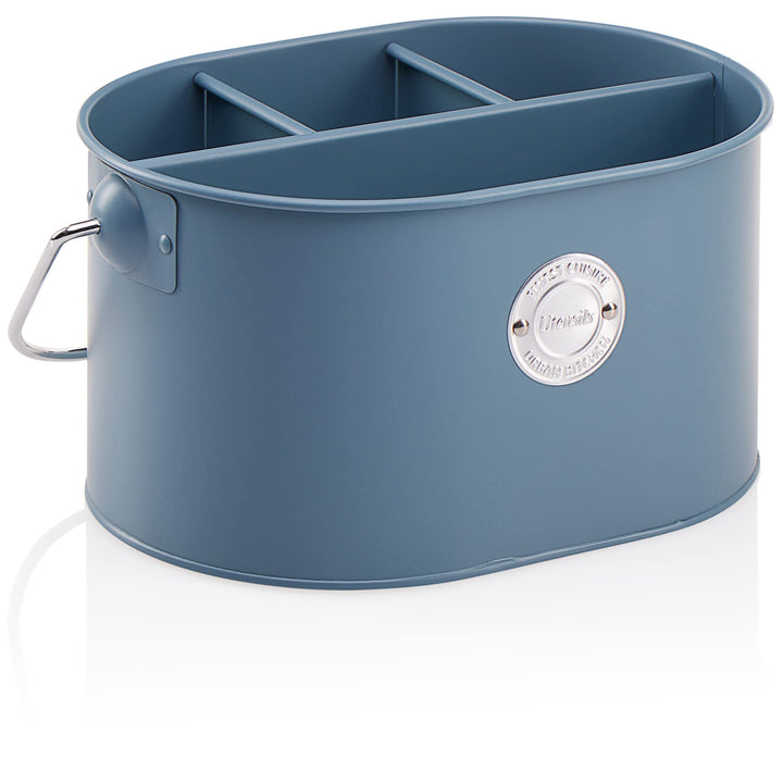 com-four® Besteckhalter aus Metall - Stiftehalter mit herausnehmbarer Trennwand - Metallkorb mit Tra