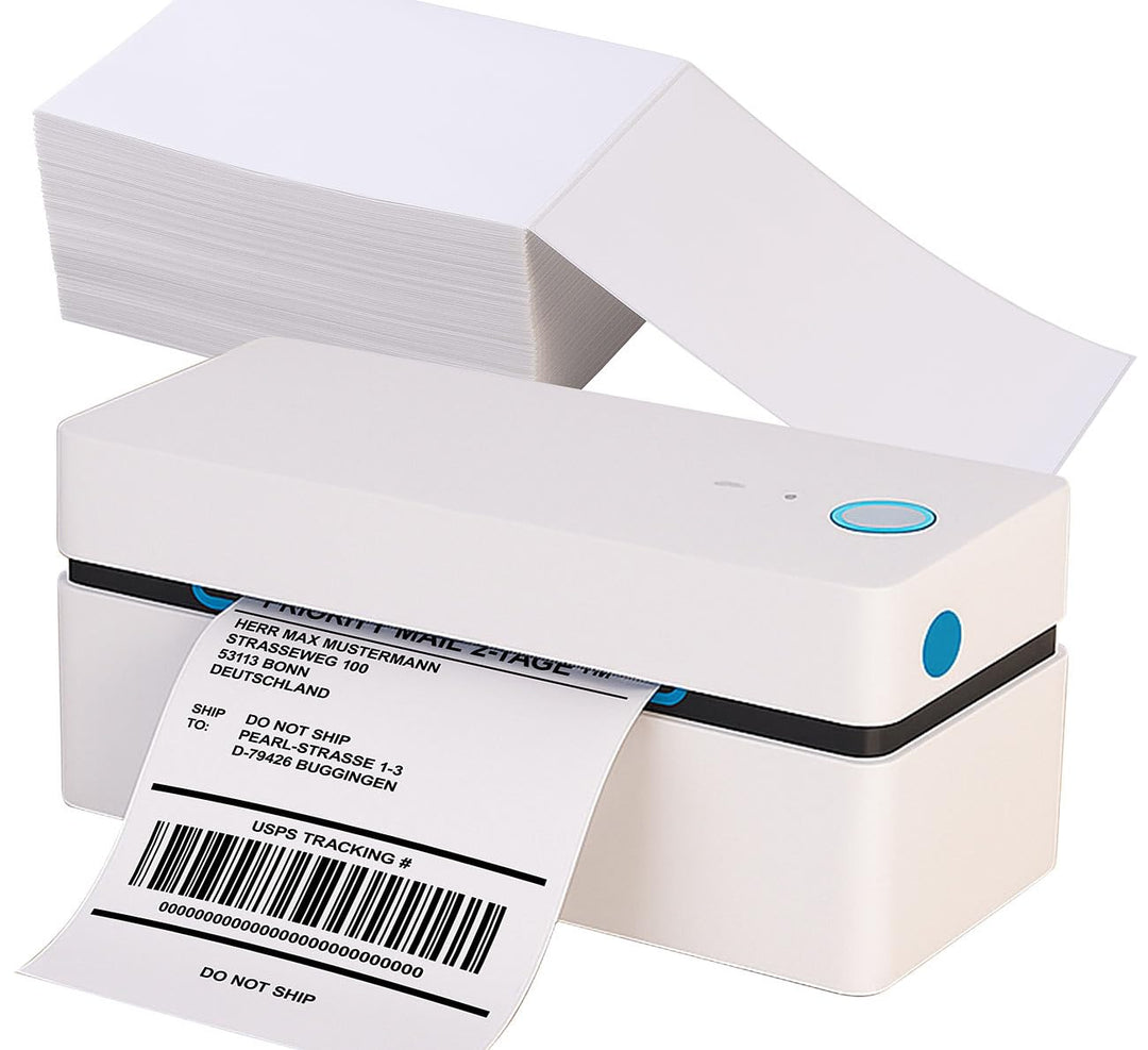 Callstel Mini-Drucker für Handy: Etiketten-Thermodrucker mit 550 Etiketten 100x150mm, 203 DPI, BT, A