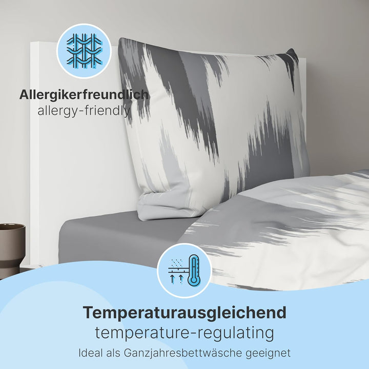 etérea Microfaser Bettwäsche Lex 200x220 3er Set - Bügelfrei mit Reissverschluss - nach100