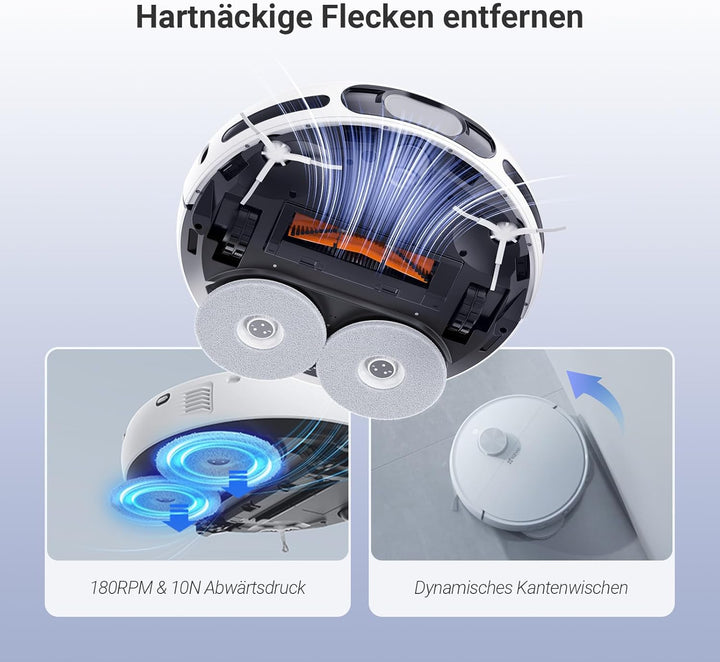 EZVIZ Saugroboter mit Wischfunktion und Absaugstation, 7200 Pa, Zero Tangle Bürste, Vielseitiger Tep