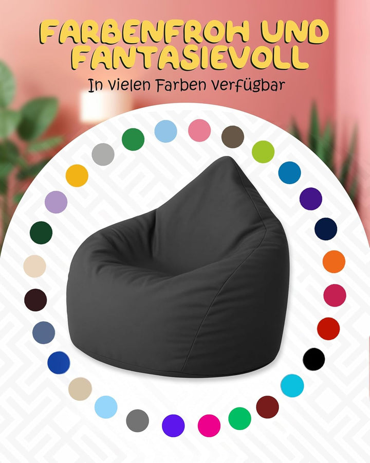 PATCH HOME Patchhome Sitzsack Tropfenform mit Reissverschluss Nachfüllbar - für In &amp; Outdoor - mit S