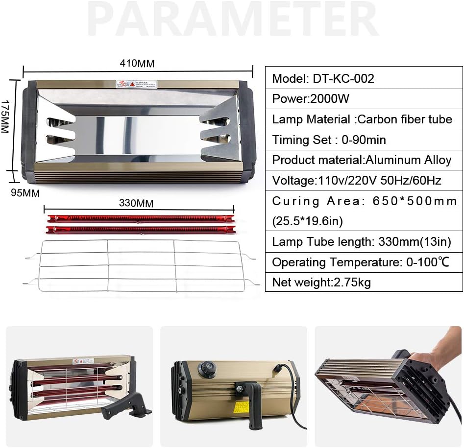 DATOUBOSS 2000W Lacktrockner Infrarot Trockner Strahler Auto Hand Infrarottrockner Kurzwellen Infrar
