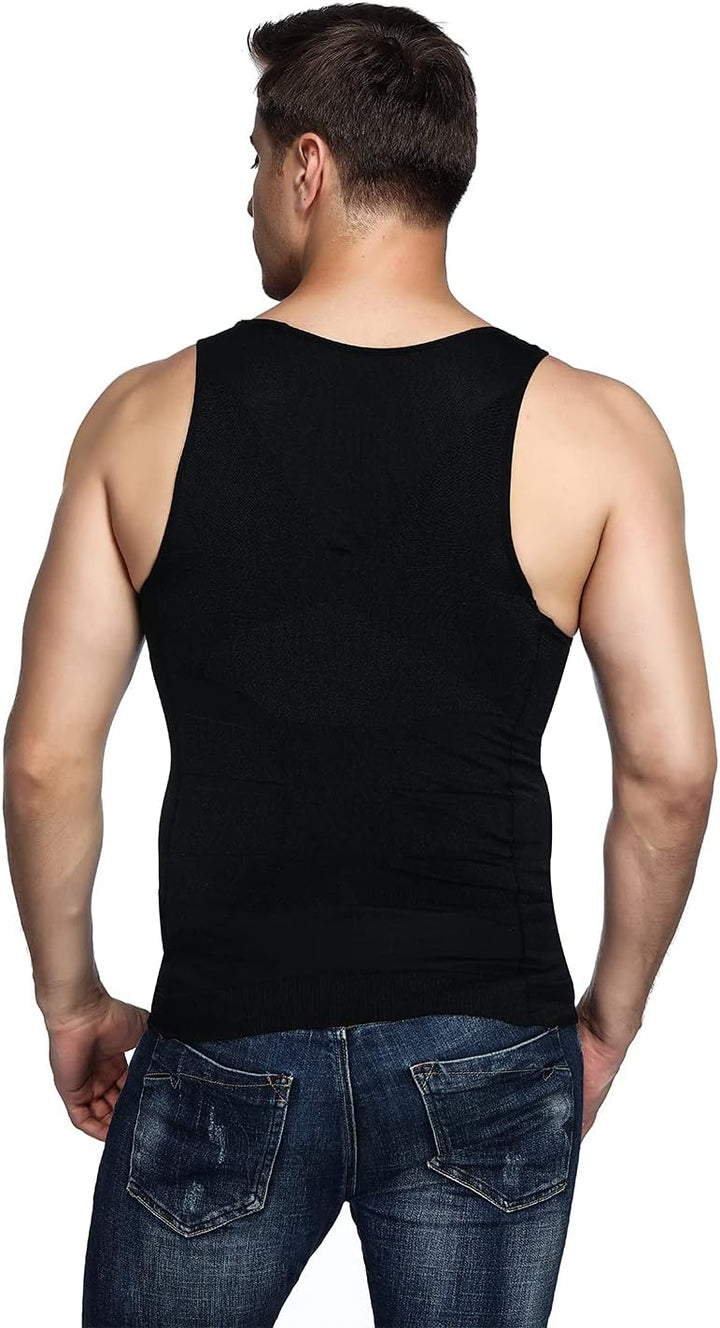 Odoland Unterhemden Herren Shapewear 3er Pack Tank Top Compression Shirt Kompressionsshirt Bauchweg