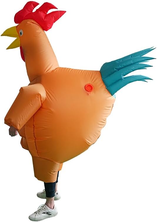 IRETG Aufblasbare Hahn Hühner Kostüm Blow Up Ride-on Huhn Kostüme für Party Halloween Weihnachten Co