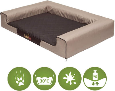 Hobbydog L VICBEB4 Eckig Hundebett, Victoria Katzenbett Schlafplatz, beige mit braun Beige-Braun L,