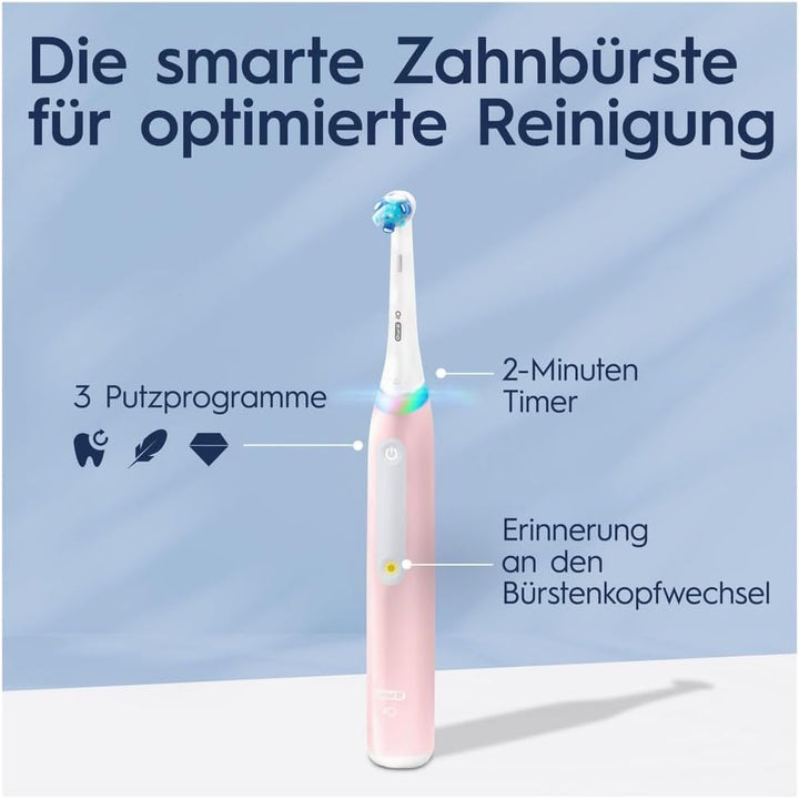 Oral-B iO 3N Elektrische Zahnbürste, Rosa, runde Bürste, weiche Mikrovibrationen, 3 Putzmodi, 1 Lade