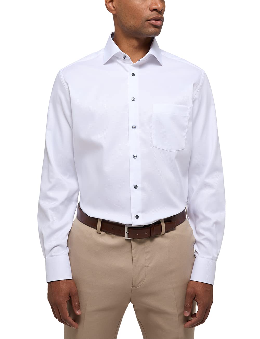 ETERNA Herren Struktur-Hemd MODERN FIT 39 Weiss, 39 Weiss