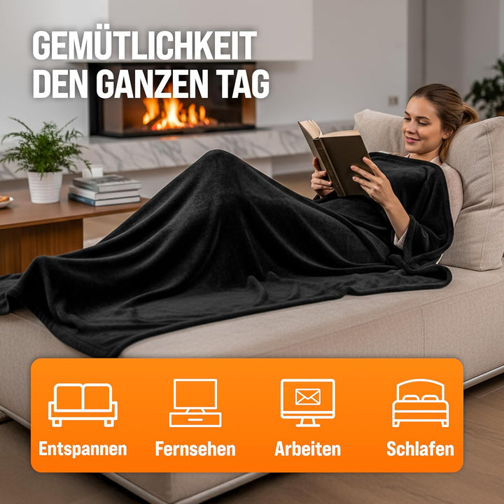 Monzana® Elektrische Heizdecke 180x130cm 120W 10 Heizstufen 10h Timer Abschaltautomatik Überhitzungs