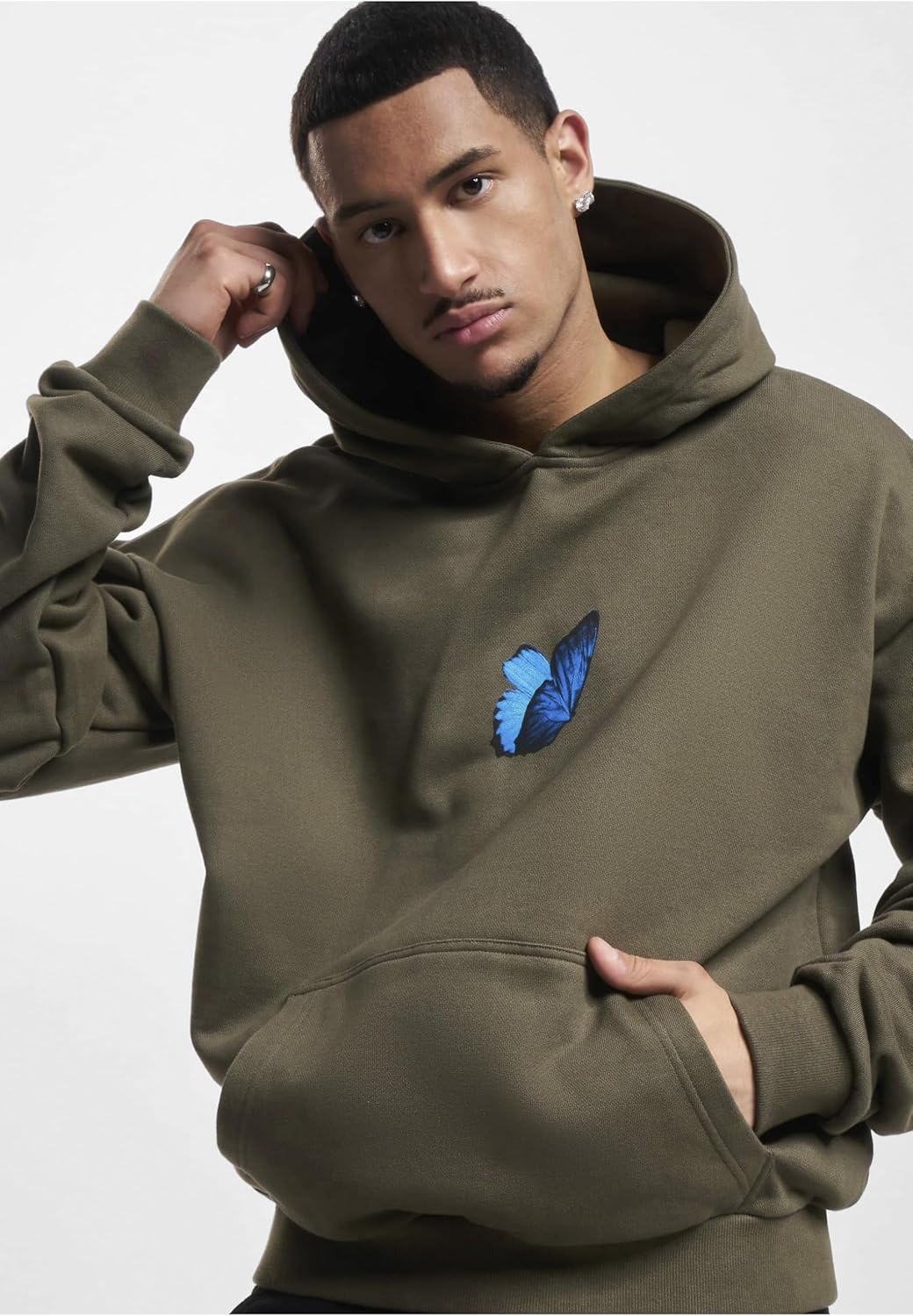 Mister Tee Unisex Le Papillon Heavy Oversize Hoody XS Olive, XS Olive