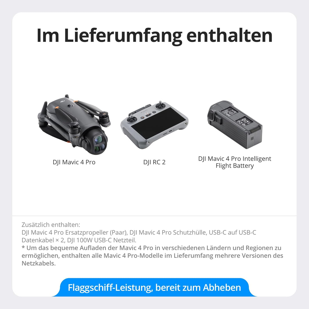 DJI Mavic 4 Pro Drohne mit DJI RC 2, Flaggschiff Triple Kamera Drone mit 100 MP 4/3-CMOS-Hasselblad-