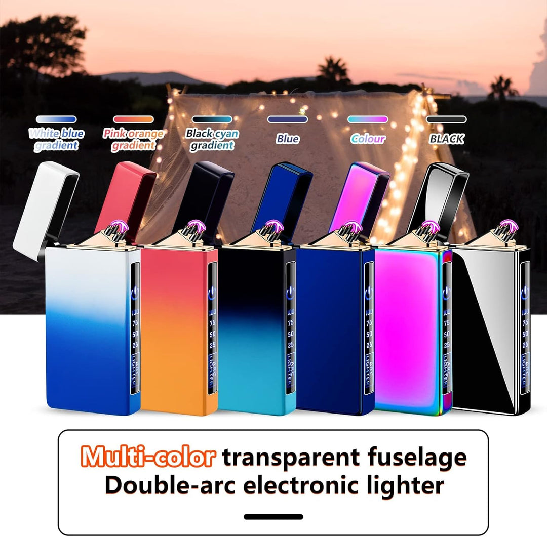 GADATOP Winddichtes Feuerzeug für den Aussenbereich, Dual-Arc elektrisches Feuerzeug, USB-Feuerzeug,