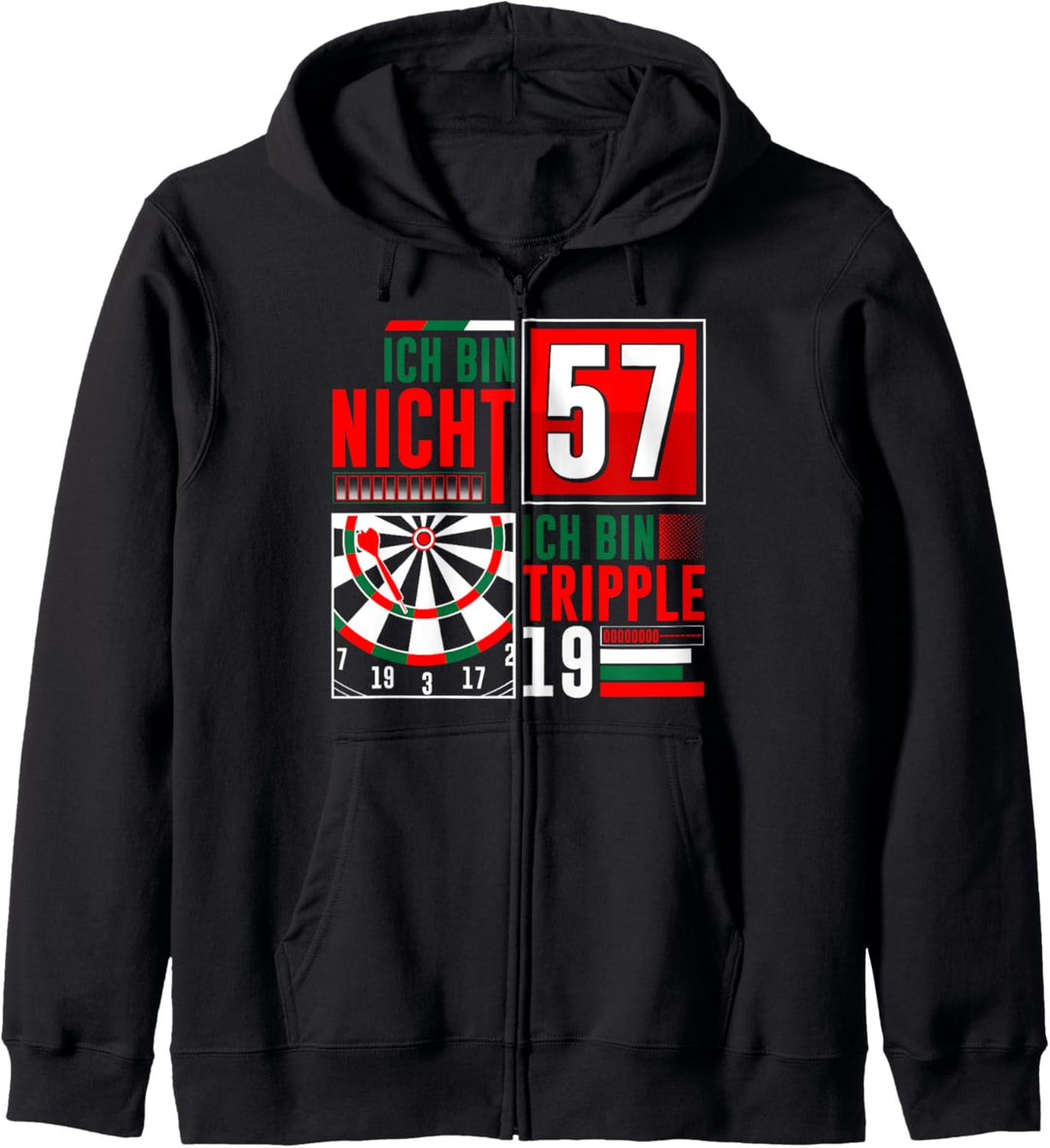 57. Geburtstag Dart Lustiger Spruch Darts Sprüche Tripple 19 Kapuzenjacke