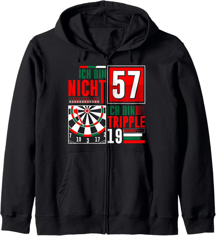 57. Geburtstag Dart Lustiger Spruch Darts Sprüche Tripple 19 Kapuzenjacke