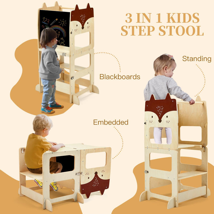 labebe Lernturm ab 1 Jahr（92 * 38.5 * 42cm）， klappbar Montessori Learning Tower，3 in 1 Montessori Le