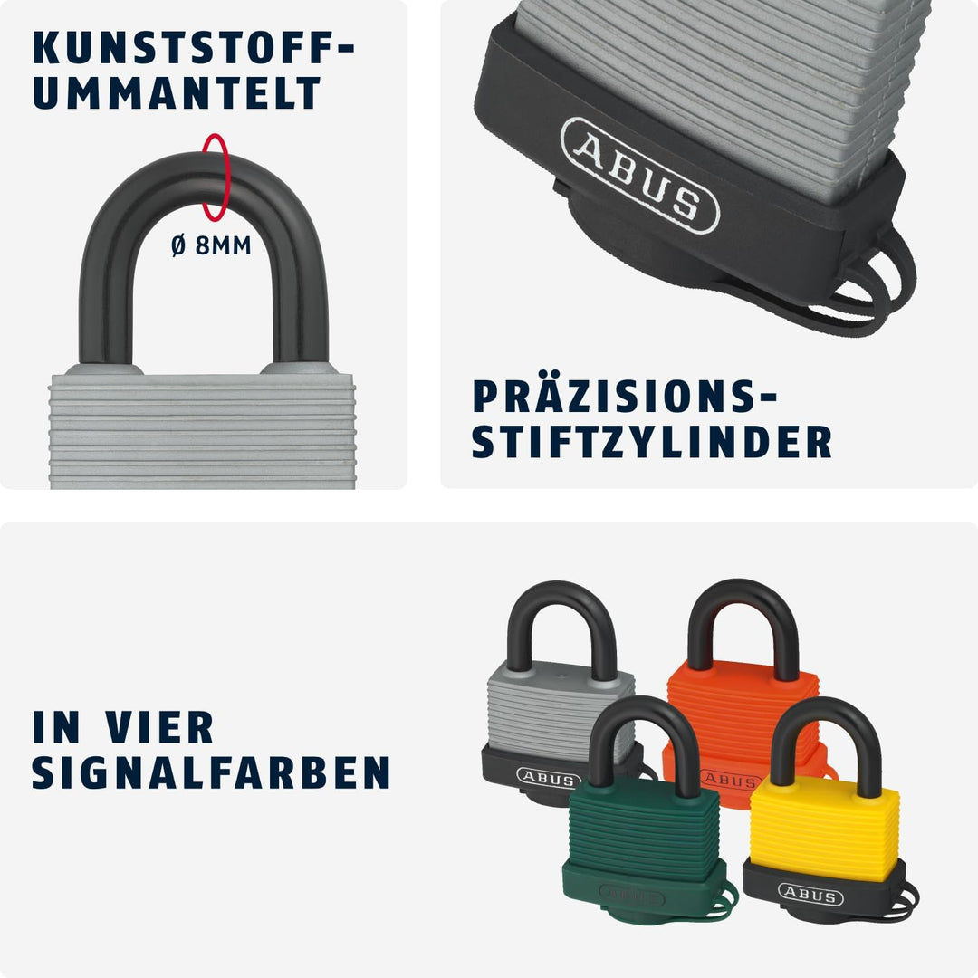 ABUS Vorhängeschloss 70AL/45 aus massivem Aluminium - wetterfest - mit Schutzkappe und Kunststoffumm