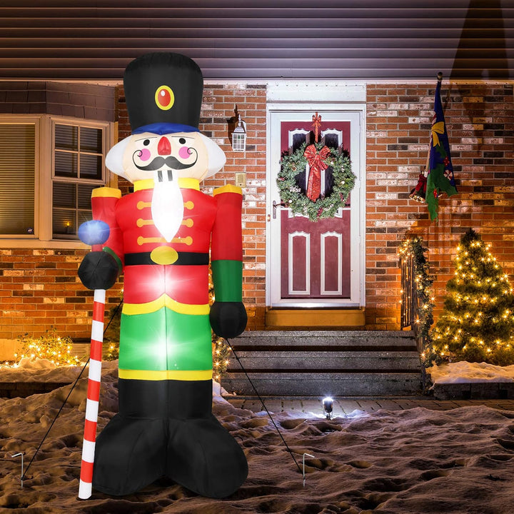 COSTWAY 240CM Aufblasbarer Nussknacker-Soldat, Weihnachtsmann Soldat mit 3 LED-Leuchten, Weihnachtsd