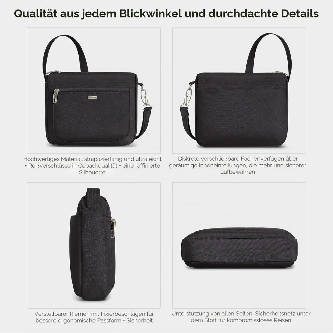 Travelon Uni Anti-Theft Classic Small East/West Crossbody Umhängetasche, 10.5 x 8 x 2.5 Schwarz