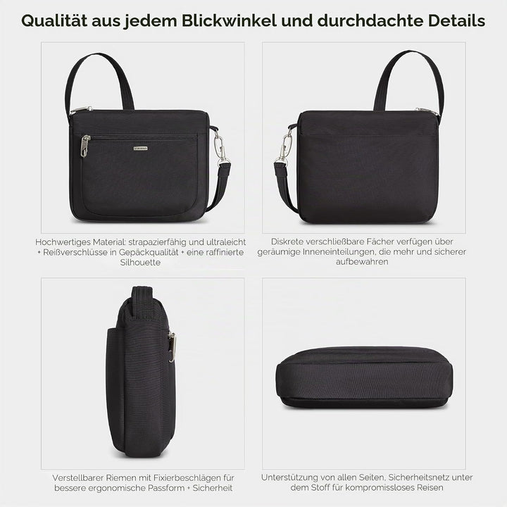Travelon Uni Anti-Theft Classic Small East/West Crossbody Umhängetasche, 10.5 x 8 x 2.5 Schwarz