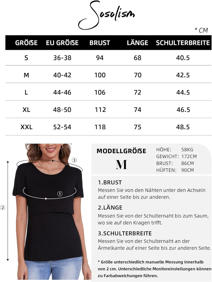 Sosolism Umstand Still Oberteil mit kurzen Armeln Schwangerschaft Kleidung zum Stillen T Shirts fur