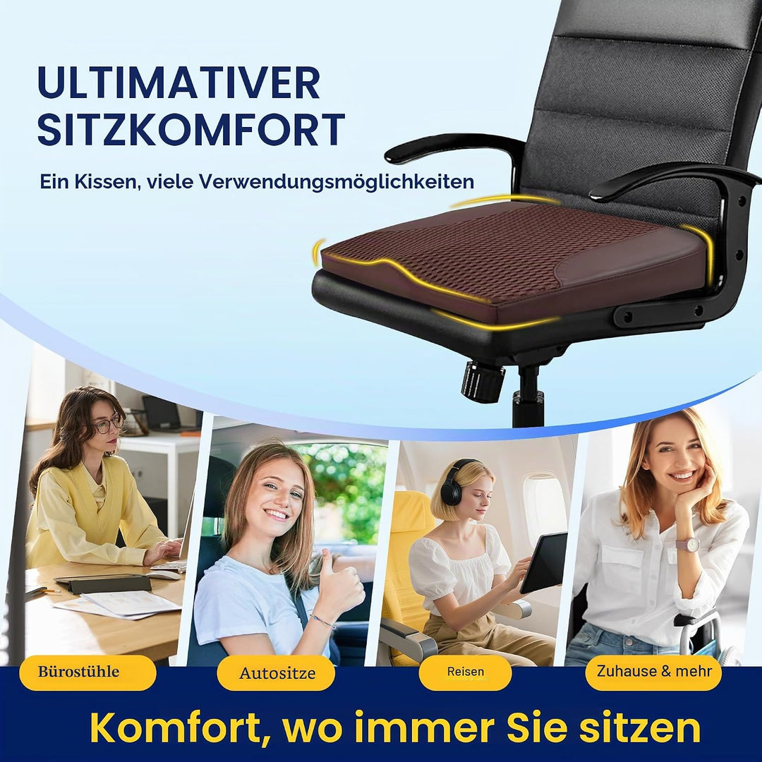 kingphenix Autositzkissen – Memory Foam Sitzkissen für Fahrerkomfort – Druckentlastung für Steissbei