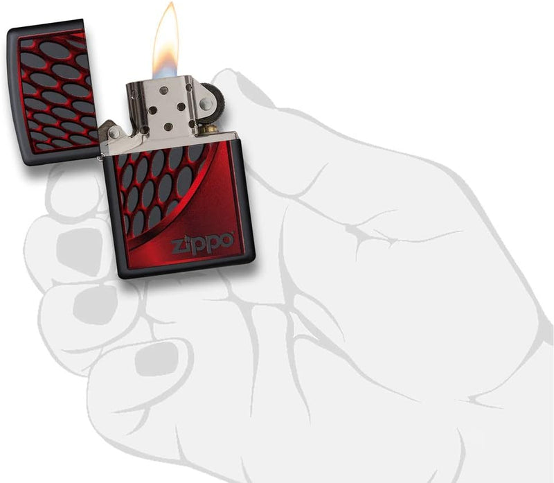 Zippo RED and Chrome Benzinfeuerzeug, Messing, Edelstahloptik, 1 x 6 x 6 cm