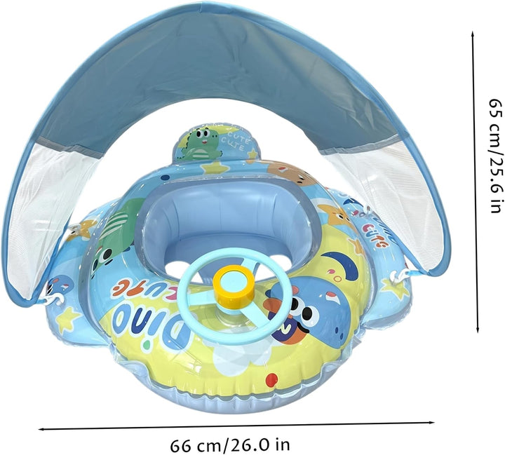 Babyschwimmkörper mit Baldachin, Babyschwimmkörper mit Lenkrad und Cartoon-Dinosaurier, PVC-Schwimmk