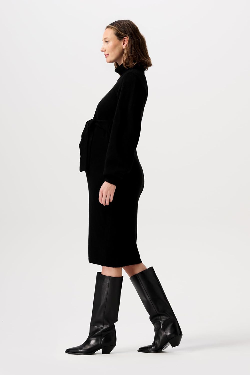 Noppies Damen Mico Knit Dress Ls Kleid S Black - P090, S Black - P090
