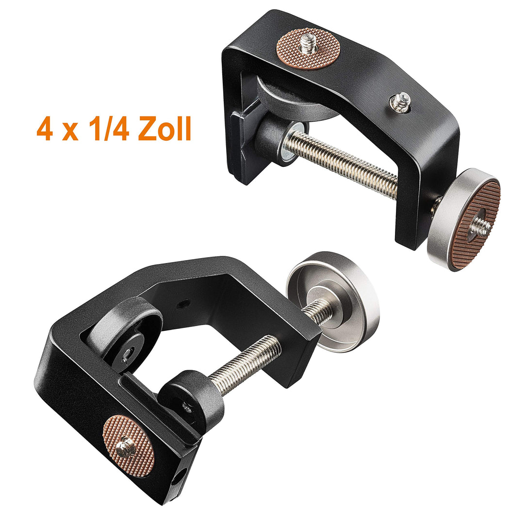 Walimex pro KX-25 Stativ Klemme mit Kugelkopf – Klemmstativ, Blitzklemme, Aluminium, ausziehbare Mit