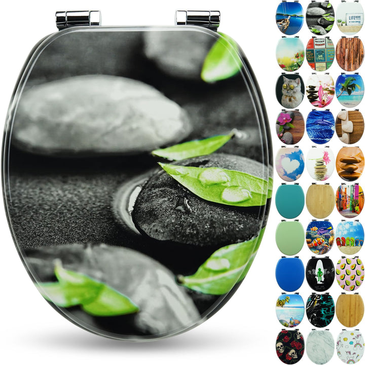 SANFINO® Premium WC Sitz mit Absenkautomatik – hochwertige Toilettendeckel aus Holz, viele bunte Mot