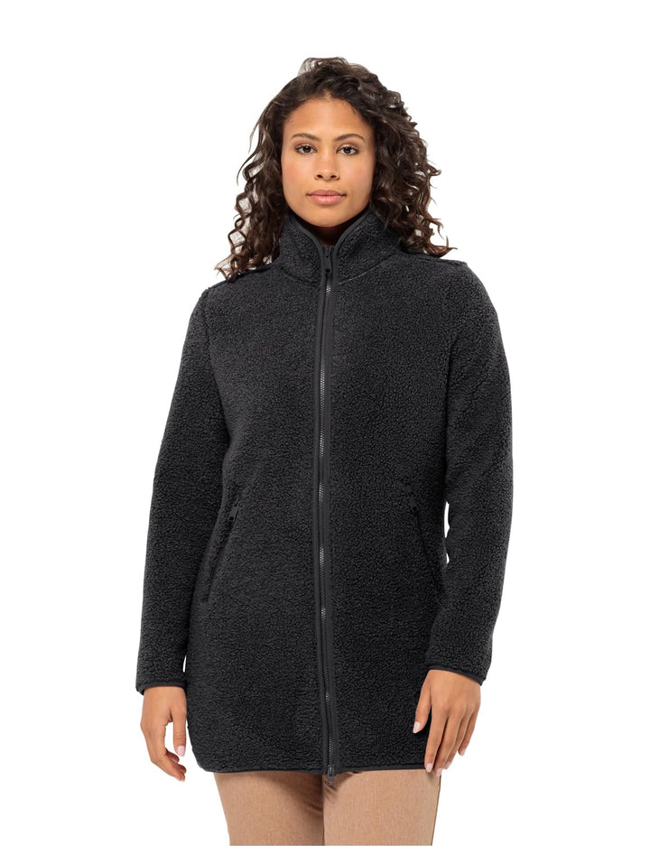Jack Wolfskin Damen High Curl Coat W Fleece-Jacke, Schwarz
