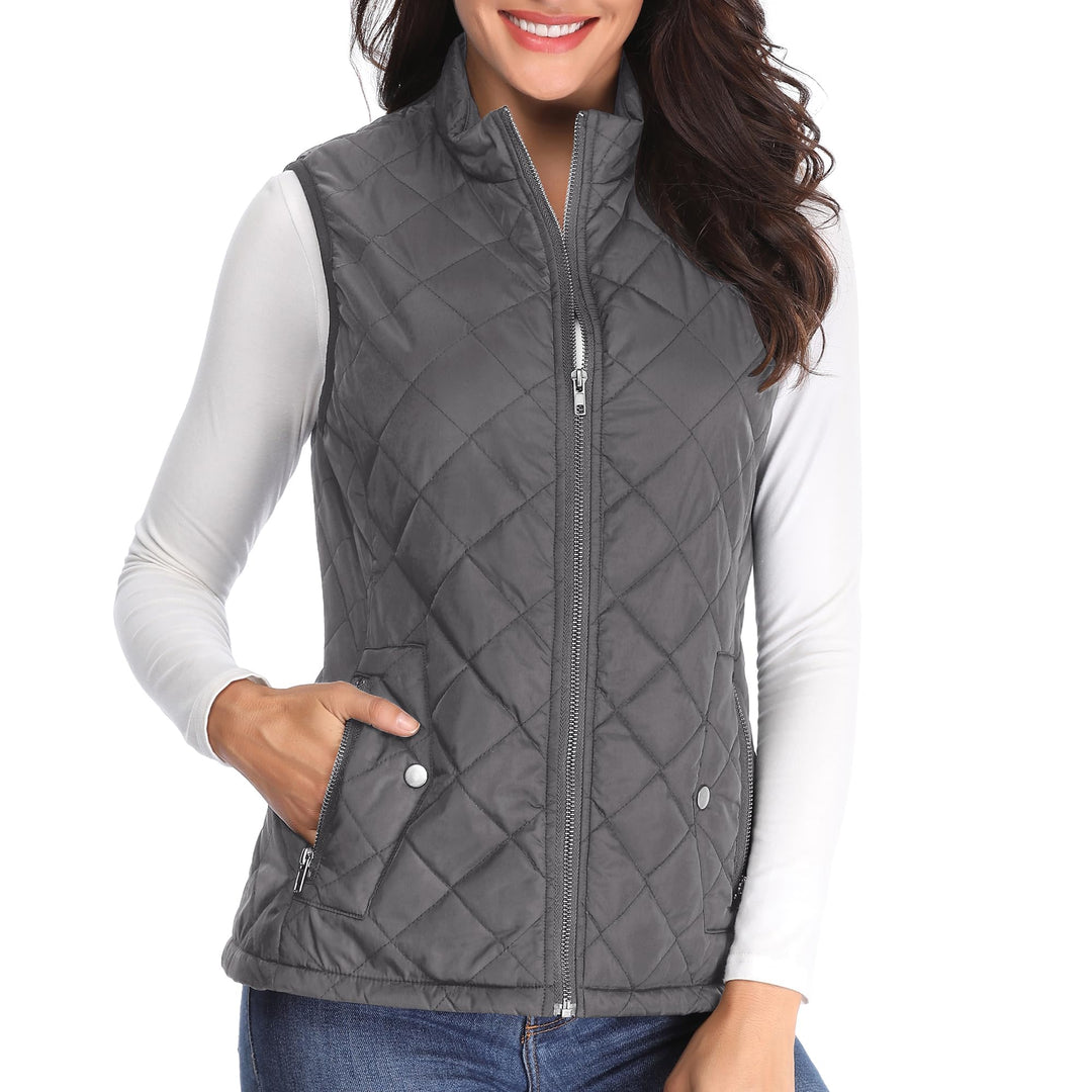 MISS MOLY Damen Weste mit Stehkragen Weste Jacke Winter Warm Ultraleicht Dunkelgrau 42, Dunkelgrau 4