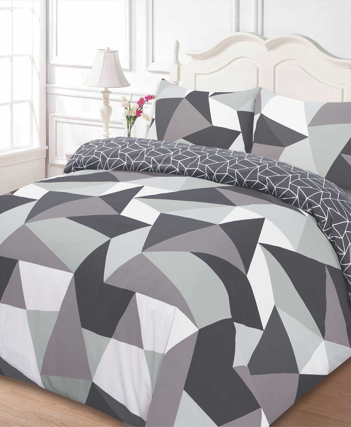 DREAMSCENE Formen Bettbezug mit Kissen Fall Bettw�sche-Set, Polyester-, schwarz, Double Full Geometr